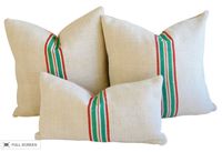 trio of french grain sack pillows