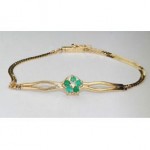 vintage 14k emerald and diamond flower bracelet