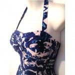 vintage 1950s alfred shaheen tiki print dress