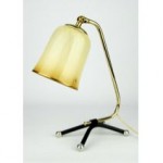 vintage 1950s glass and brass table lamp