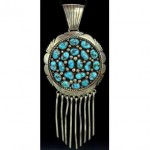 vintage 1960s keith james sterling turquoise pendant