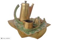 vintage 1960s mexican brass and mosaic tea set