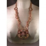 vintage 1980s theodora elston embroidered macrame necklace