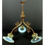 vintage art and crafts vaseline glass chandelier