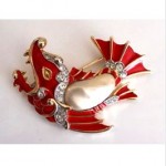 vintage crown trifari chinese dragon fish brooch