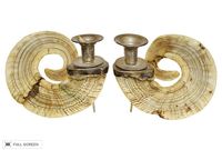 vintage curled rams horn candleholders