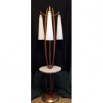 vintage danish modern brass glass walnut floor lamp