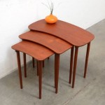 vintage danish modern teak kidney nesting tables