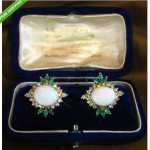 vintage diamond opal emerald earrings