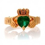 vintage estate 14k emerald irish hands ring