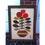 vintage mid-century evelyn ackerman framed tapestry wall hanging