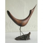 vintage mid-century teak abstract bird figurine sculpture