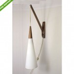 vintage mid-century teak and glass wall sconce