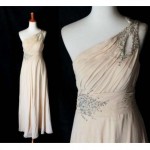 vintage nude beaded gown