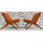 vintage pair folke ohlsson scissor lounge chairs