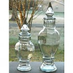 vintage pair glass apothecary jars