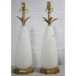 vintage pair italian murano opaline glass lamps