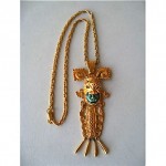 vintage salvador teran marbel mayan pendant necklace