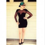 vintage tadashi mesh rhinestone body con dress