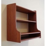 vintage teak hanging danish modern shelf