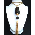 vintage trifari asian lucite tassel necklace