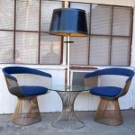 vintage warren platner arm chairs and lamp table