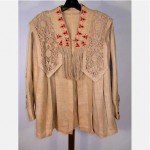 antique 1900s tape lace embroidered linen jacket