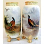 antique 1903 royal worcester porcelain vases signed jas stinton