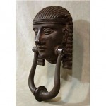 antique 19th century architectural cast iron figural door knocker