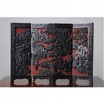 antique 19th century chinese cinnabar lacquer table screen