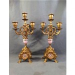 antique 19th century french gothic spelter porcelain candelabras