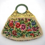 antique chinese jade handled petit point purse