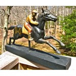 antique folk art horse and jocket statue
