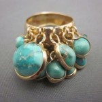 antique rose gold persian cascading turquoise ring