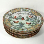 antique set of chinese rooster plates