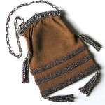 antique tapestry cut stell micro beaded tassel purse