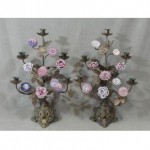 antique victorian shabby chic porcelain floral candelabras