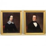 pair of antique 19th century oil portraits