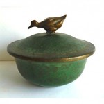 vintage 1920s carl sorensen verdigris bronze covered bowl