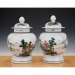 vintage 1920s chinese porcelain vases with covers