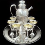 vintage 1930s hand hammered silver martini set