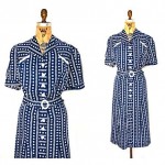 vintage 1940s cotton print day dress