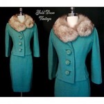 vintage 1950s lilli ann boucle fox trim suit