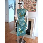 vintage 1950s metallic floral brocade dress