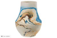 vintage 1960s blue nemadji pottery vase