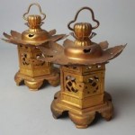 vintage 1960s japanese copper shrine lanterns