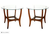 vintage 1960s sculptural walnut side tables