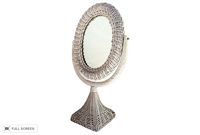 vintage 1960s white wicker vanity mirror