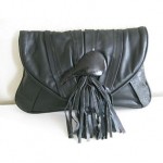 vintage 1970s fringe leather clutch shoulder bag