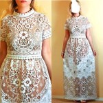 vintage 1970s lace maxi dress